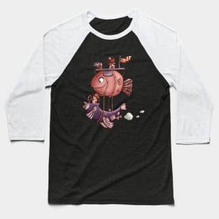 Pirate Steampunk Hot-Air balloon Baseball T-Shirt